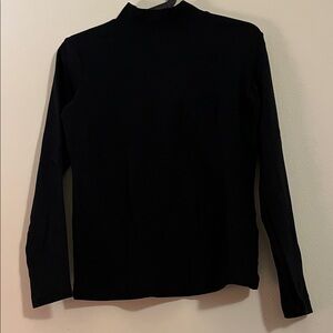 Karen Scott Black Long Sleeve. High neckline Top